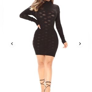 Fashion Nova Black Long Sleeve Dress